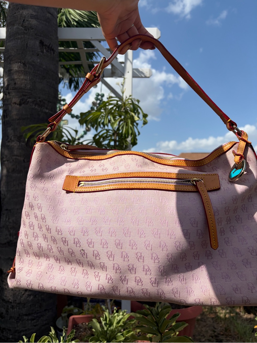 Dooney & Bourke lavender Signature Jacquard Shoulder Bag